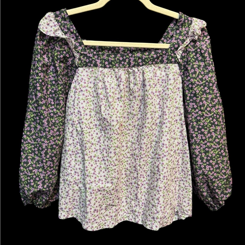 Carolina Belle Floral Boho Peasant Top Size Medium - Picture 2 of 7